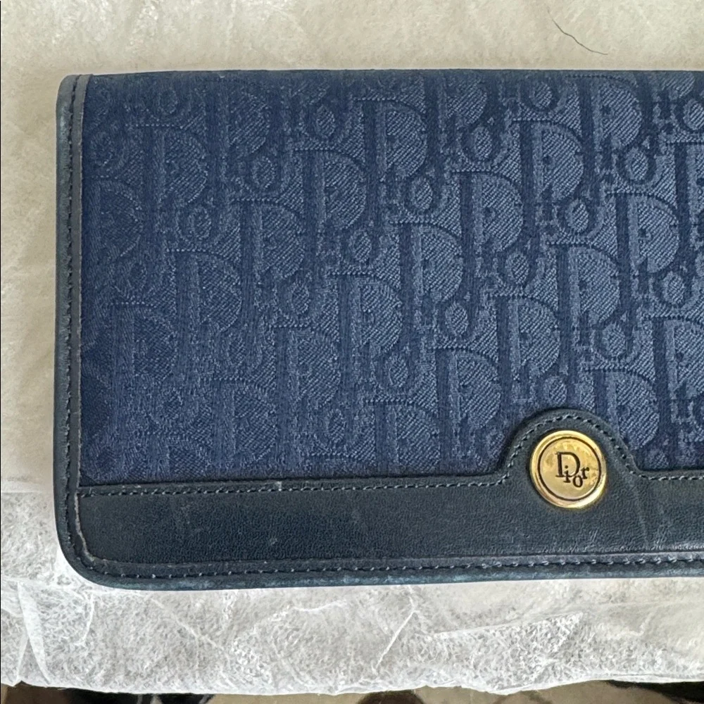 Christian Dior Long Wallet Blue Vintage - Picture 10 of 11